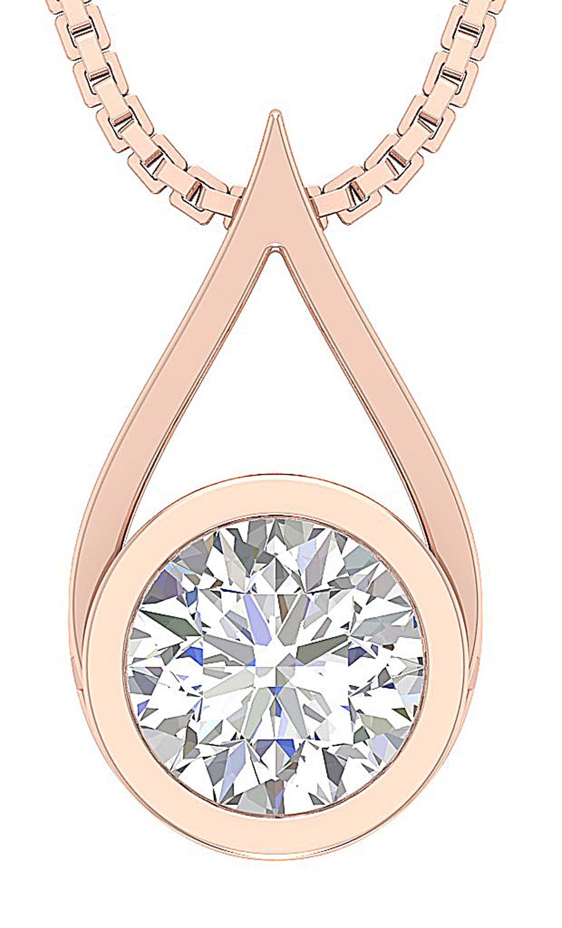 Bezel Set Round Diamond I1/SI1 G 0.50Ct Solitaire Pendant Necklace 14K White Yellow Rose Gold - Image 5