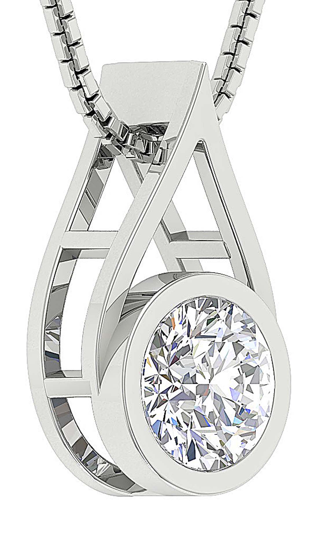 Bezel Set Round Diamond I1/SI1 G 0.50Ct Solitaire Pendant Necklace 14K White Yellow Rose Gold - Image 6