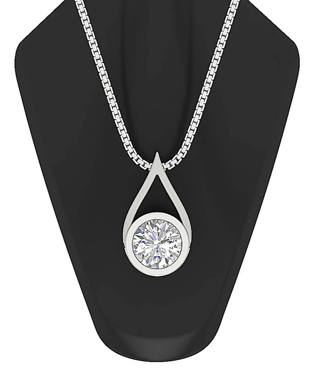 Bezel Set Round Diamond I1/SI1 G 0.50Ct Solitaire Pendant Necklace 14K White Yellow Rose Gold - Image 7
