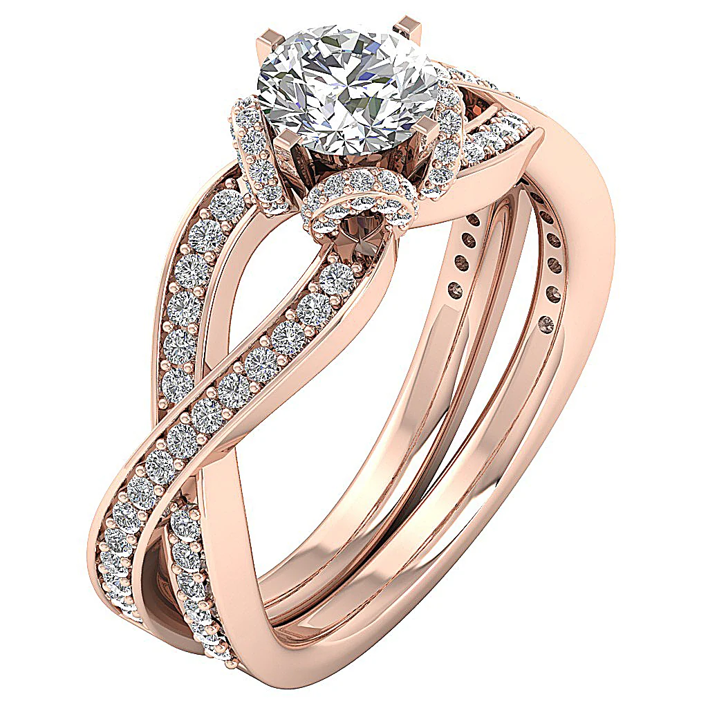 The Penny Sparkly Natural Round Diamond Engagement Ring Prong Set 14K Gold - Image 3