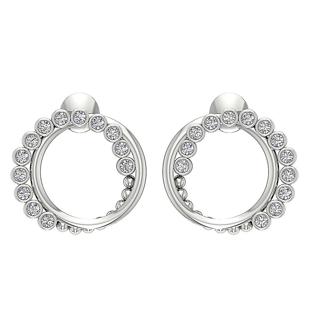 The Peter Bezel Set Round Cut Diamond Fashion Stud Earring 14K Yellow Gold - Image 5