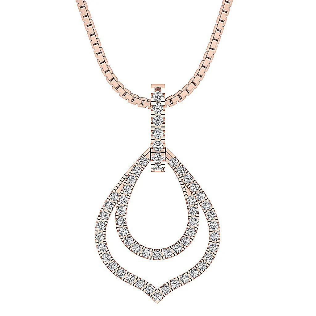 The Peter Sparkly Round Diamond 14K Solid Gold Fashion Pendant Prong Setting - Image 3