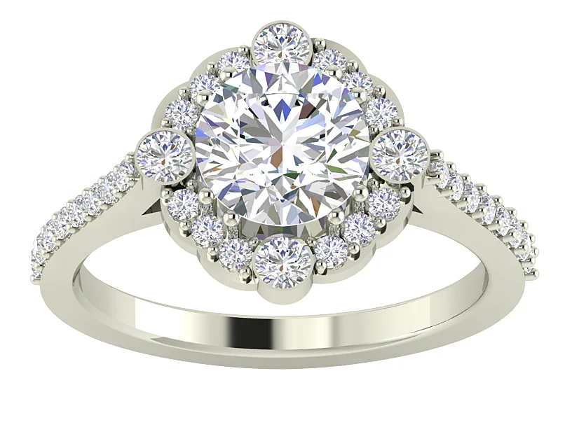 The Philip Designer Halo Solitaire Engagement Ring Genuine Diamond 14k Solid Gold 12.35 mm