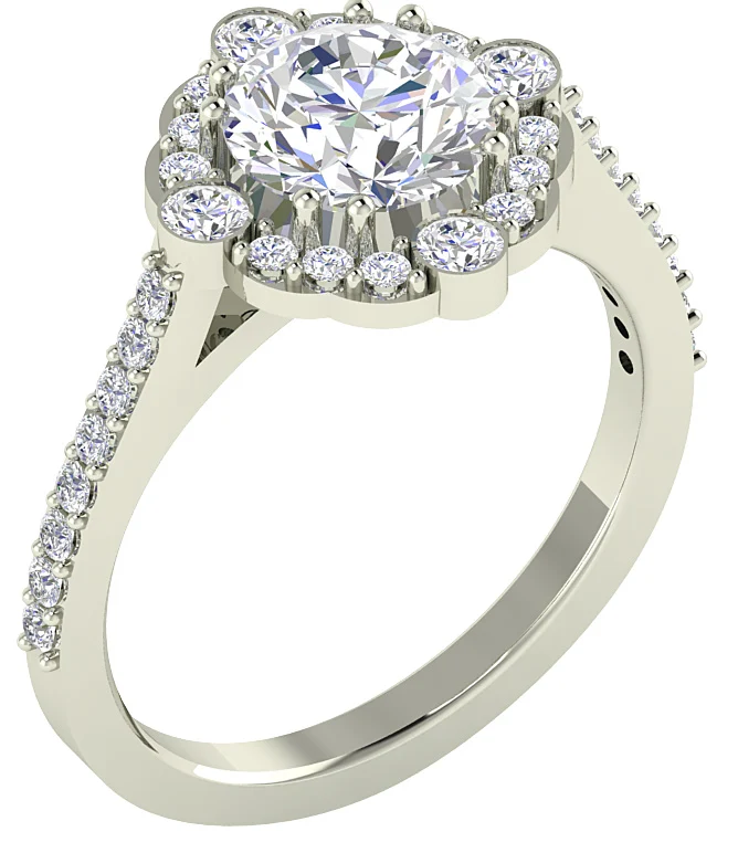 The Philip Designer Halo Solitaire Engagement Ring Genuine Diamond 14k Solid Gold 12.35 mm - Image 3