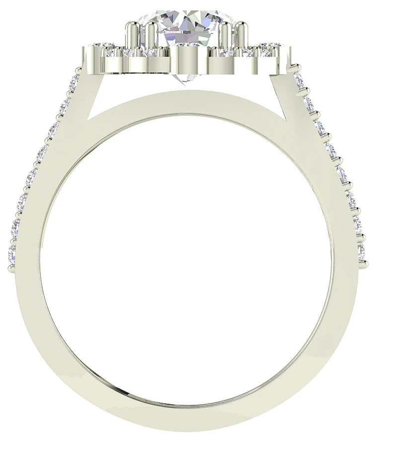 The Philip Designer Halo Solitaire Engagement Ring Genuine Diamond 14k Solid Gold 12.35 mm - Image 5