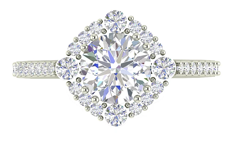 The Philip Designer Halo Solitaire Engagement Ring Genuine Diamond 14k Solid Gold 12.35 mm - Image 6
