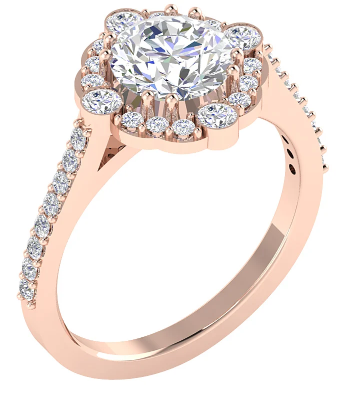 The Philip Designer Halo Solitaire Engagement Ring Genuine Diamond 14k Solid Gold 12.35 mm - Image 8