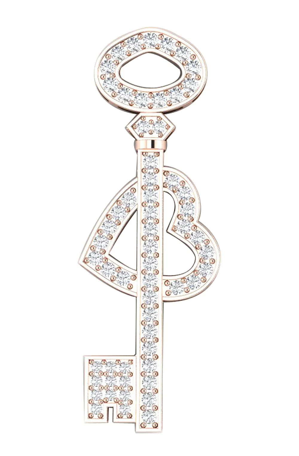 The Phoenix Beautiful Heart Key Fashion Pendant Rose Gold Natural Diamond - Image 5