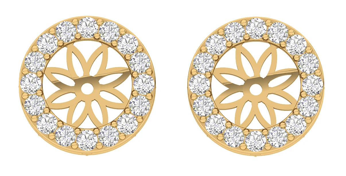SI1 GH 0.60 Carat Jacket Earring Genuine Round Cut Diamond 14K Solid Rose Gold 9.85 mm - Image 2