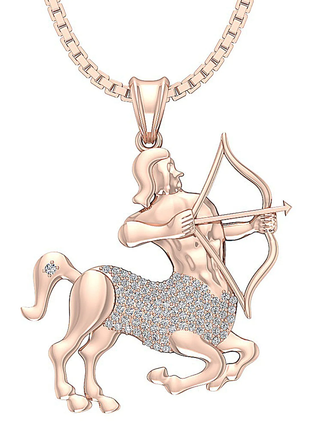 The Preston White Yellow Rose Gold Round Diamond Sagittarius Zodiac Sign Fashion Pendant - Image 2