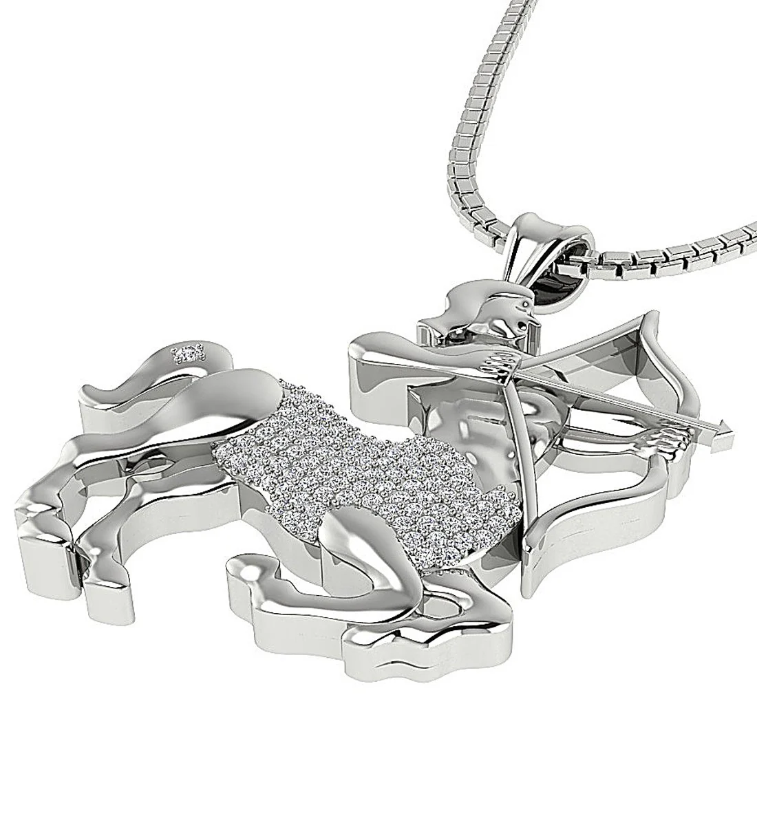 The Preston White Yellow Rose Gold Round Diamond Sagittarius Zodiac Sign Fashion Pendant - Image 6