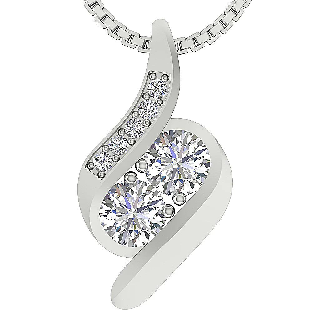 The Prince Natural Diamond Elegant Forever Us 2 Stone Fashion Pendant White Gold
