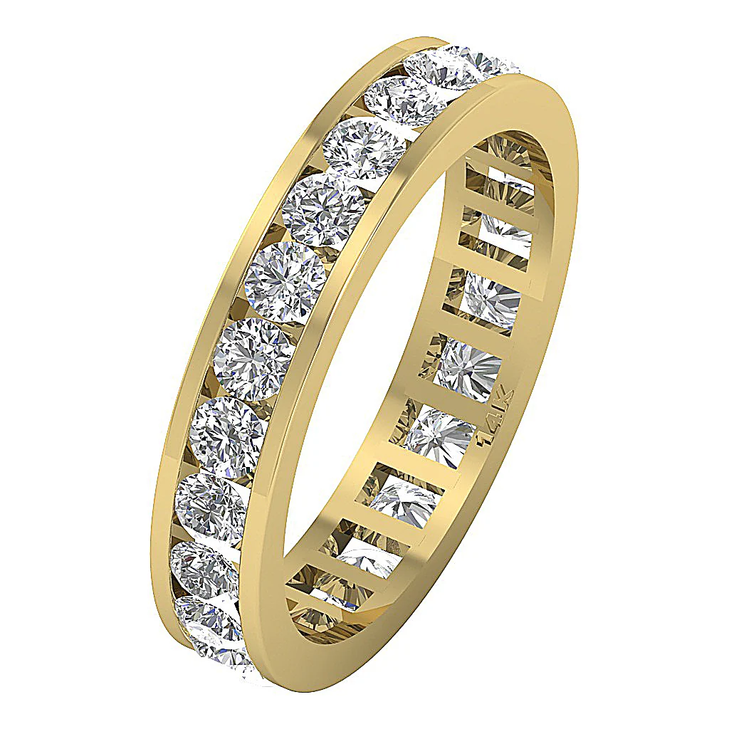 The Prince Beautiful Eternity Wedding Ring Channel Set Round Cut Diamond Gold - Image 3