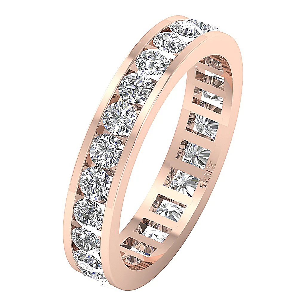 The Prince Beautiful Eternity Wedding Ring Channel Set Round Cut Diamond Gold - Image 4