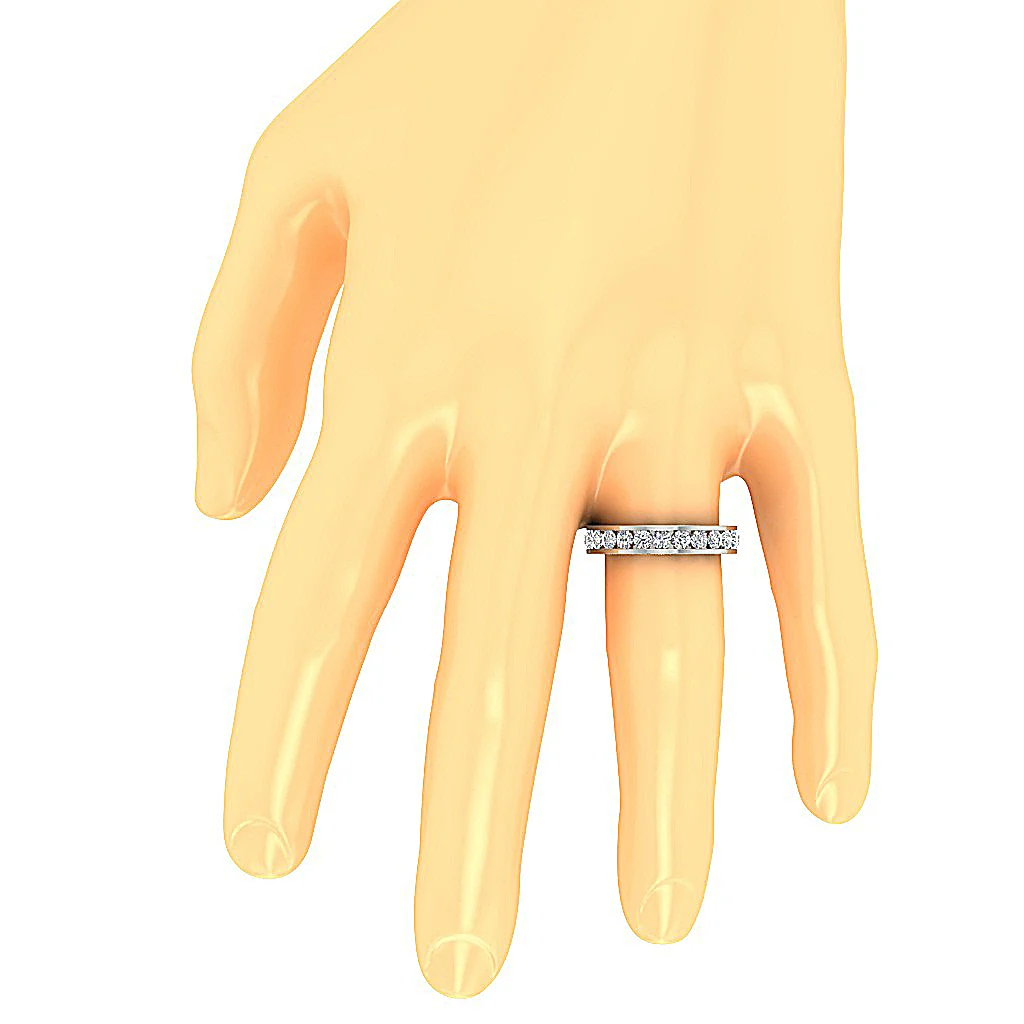 The Prince Beautiful Eternity Wedding Ring Channel Set Round Cut Diamond Gold - Image 7