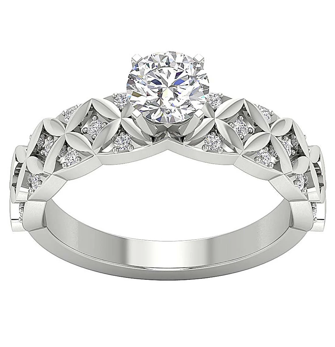 The Princeton Infinite Solitaire Engagement Ring 14k Solid Gold Genuine Diamond