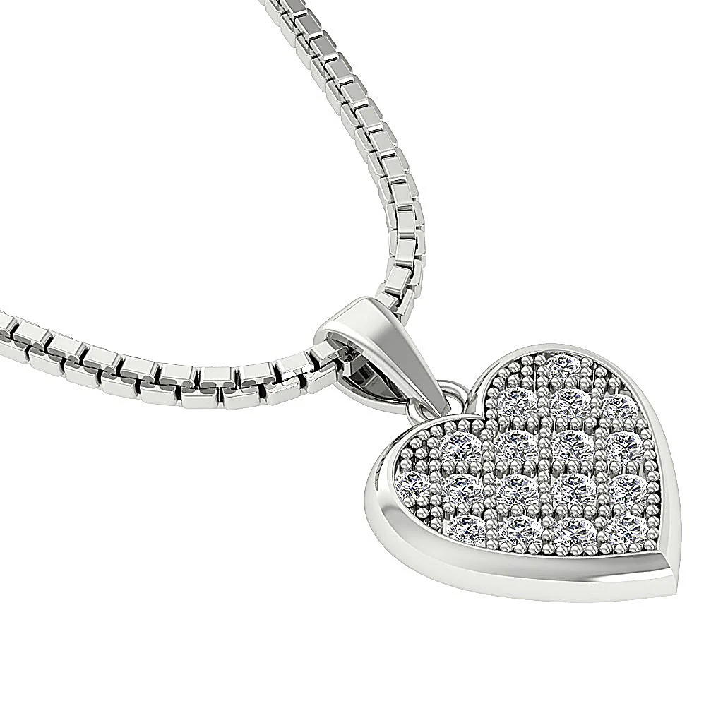 14K Rose Gold 0.35Ct Round Cut Diamond Beautiful Studded Heart Pendant For Her - Image 10
