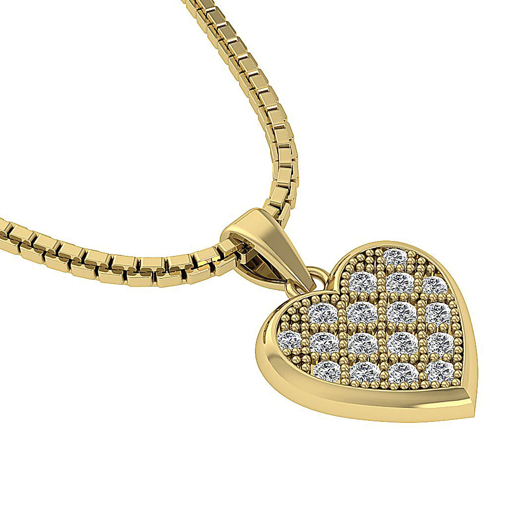 14K Rose Gold 0.35Ct Round Cut Diamond Beautiful Studded Heart Pendant For Her - Image 11