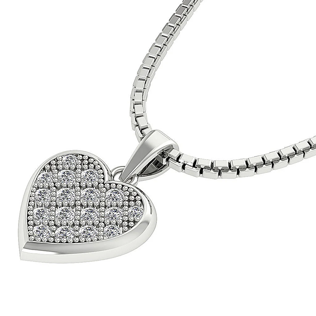 14K Rose Gold 0.35Ct Round Cut Diamond Beautiful Studded Heart Pendant For Her - Image 13