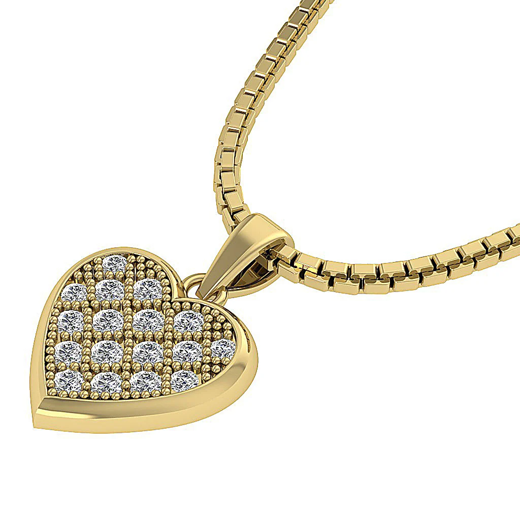 14K Rose Gold 0.35Ct Round Cut Diamond Beautiful Studded Heart Pendant For Her - Image 14