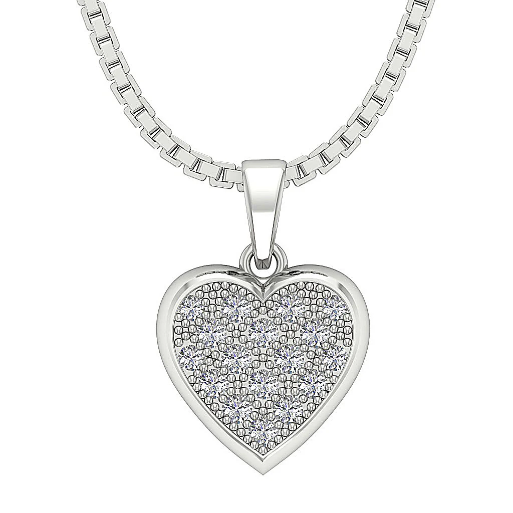 14K Rose Gold 0.35Ct Round Cut Diamond Beautiful Studded Heart Pendant For Her - Image 2