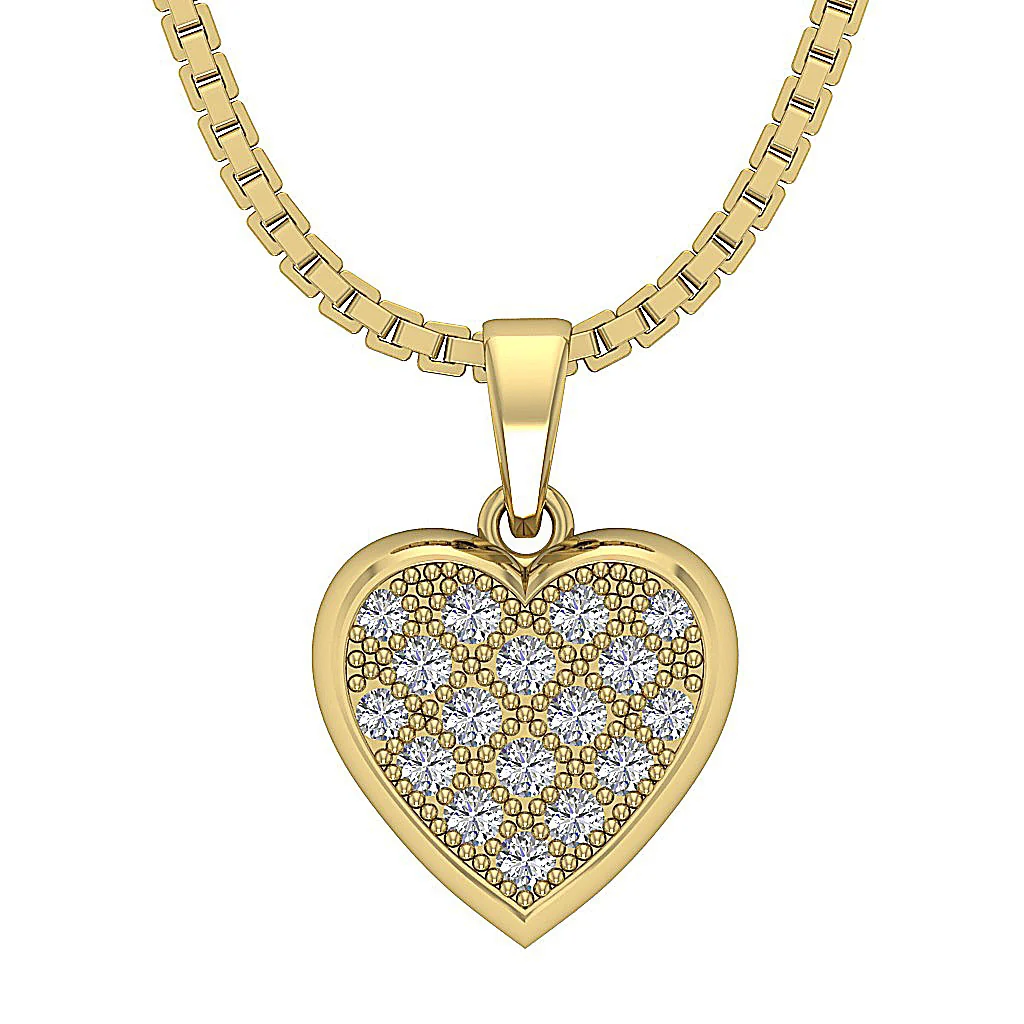 14K Rose Gold 0.35Ct Round Cut Diamond Beautiful Studded Heart Pendant For Her - Image 3