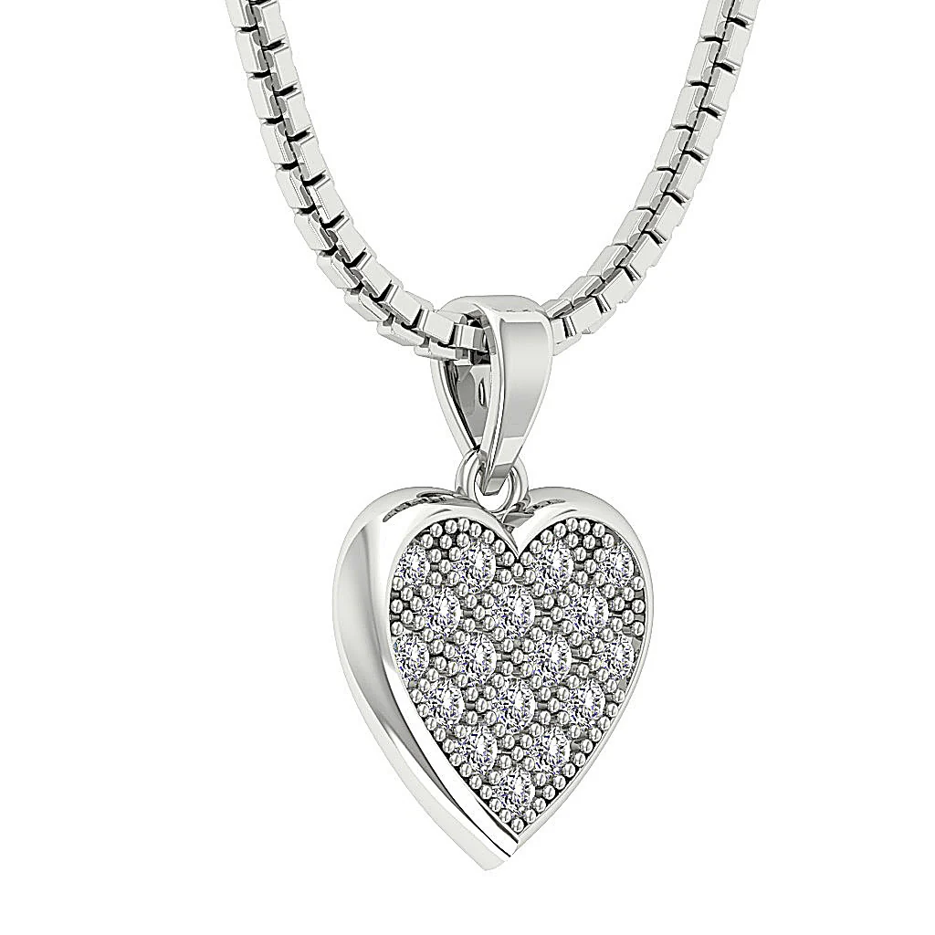 14K Rose Gold 0.35Ct Round Cut Diamond Beautiful Studded Heart Pendant For Her - Image 5