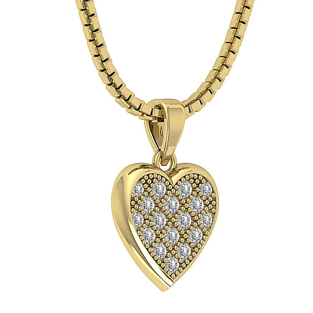 14K Rose Gold 0.35Ct Round Cut Diamond Beautiful Studded Heart Pendant For Her - Image 6