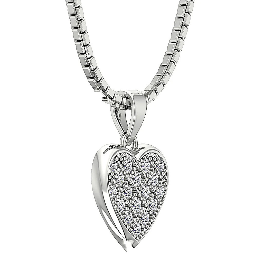 14K Rose Gold 0.35Ct Round Cut Diamond Beautiful Studded Heart Pendant For Her - Image 7