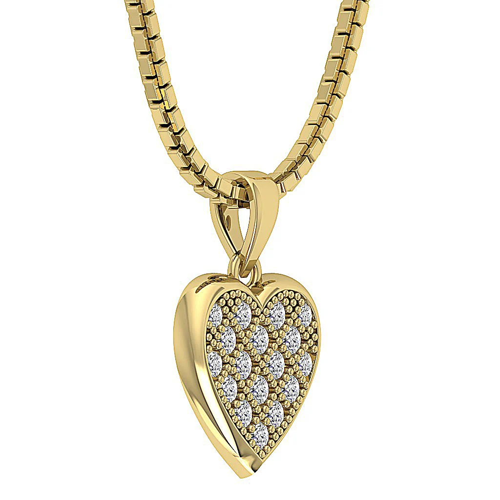 14K Rose Gold 0.35Ct Round Cut Diamond Beautiful Studded Heart Pendant For Her - Image 8