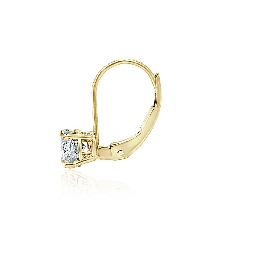 Natural Diamond I1/SI1 G 1.10Ct Prong Set Lever Back Solitaire Studs Earrings - Image 8
