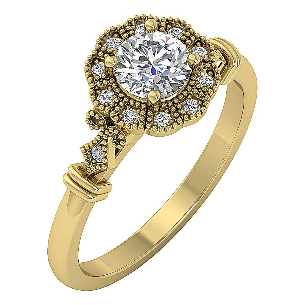 Round Brilliant Cut Diamond 14k Solid Yellow Gold I1/SI1 G 0.90Ct Solitaire Engagement Ring