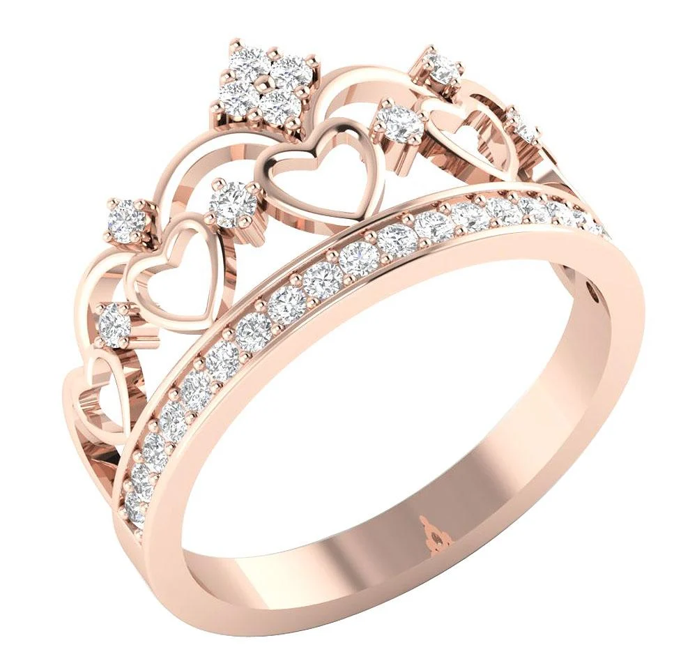 The Rafael Womens Heart Crown Engagement Wedding Ring Natural Diamond Yellow Gold - Image 3