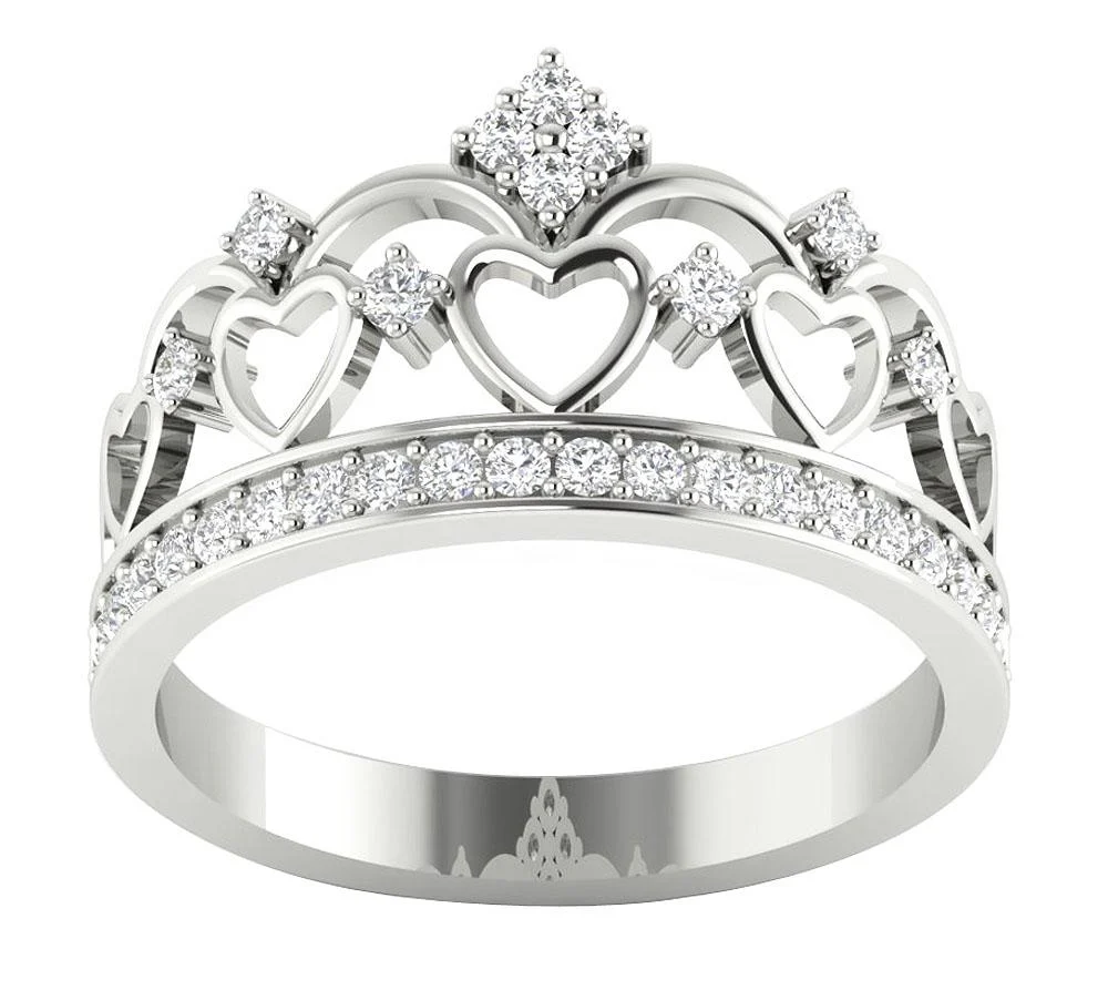 The Rafael Womens Heart Crown Engagement Wedding Ring Natural Diamond Yellow Gold - Image 4