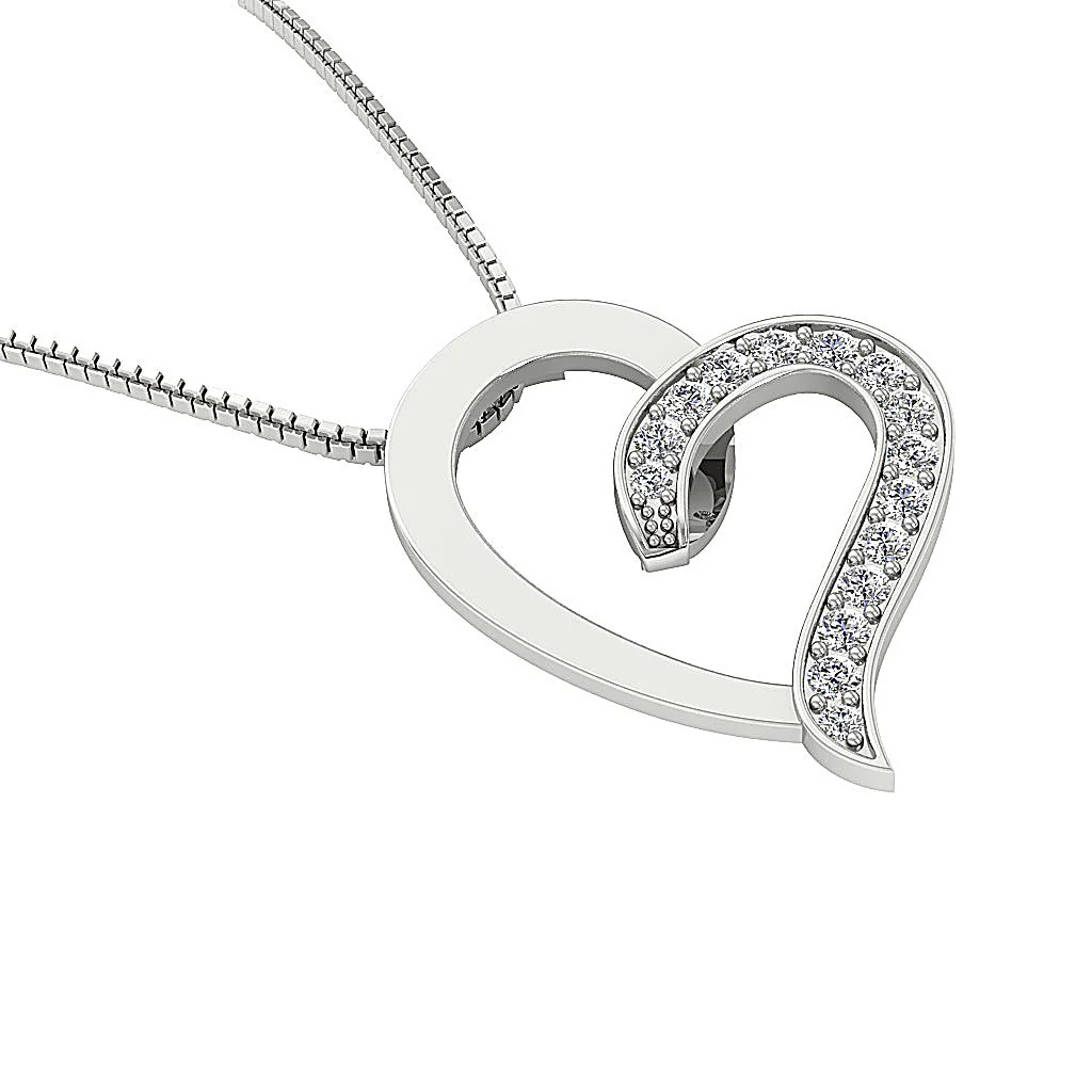 The Raiden White Gold Pave Set Round Cut Diamond Heart Pendant For Women - Image 10