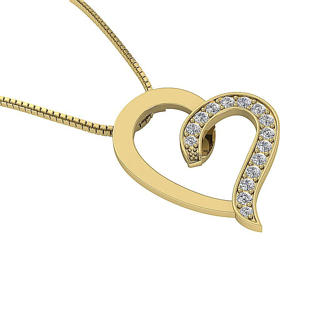 The Raiden White Gold Pave Set Round Cut Diamond Heart Pendant For Women - Image 11