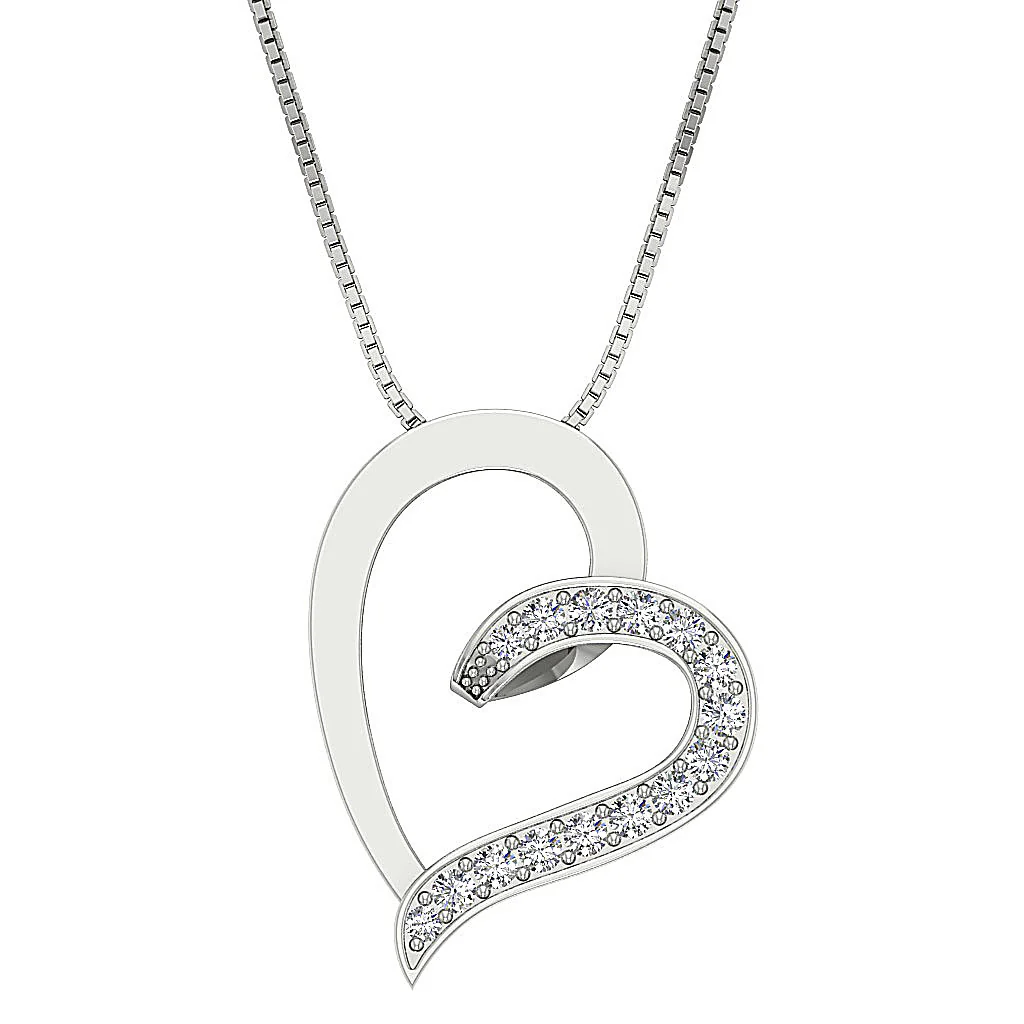 The Raiden White Gold Pave Set Round Cut Diamond Heart Pendant For Women - Image 2