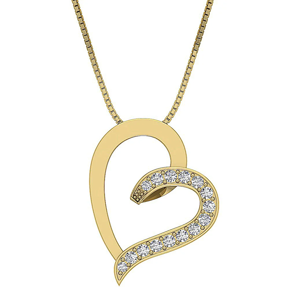 The Raiden White Gold Pave Set Round Cut Diamond Heart Pendant For Women - Image 3