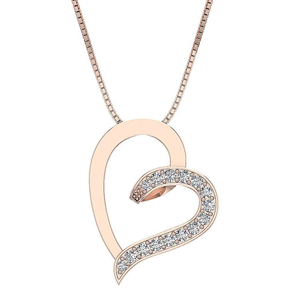The Raiden White Gold Pave Set Round Cut Diamond Heart Pendant For Women - Image 4