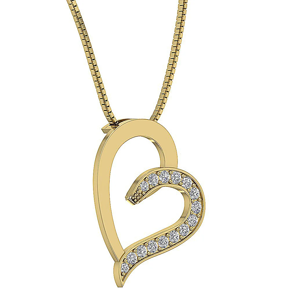 The Raiden White Gold Pave Set Round Cut Diamond Heart Pendant For Women - Image 5