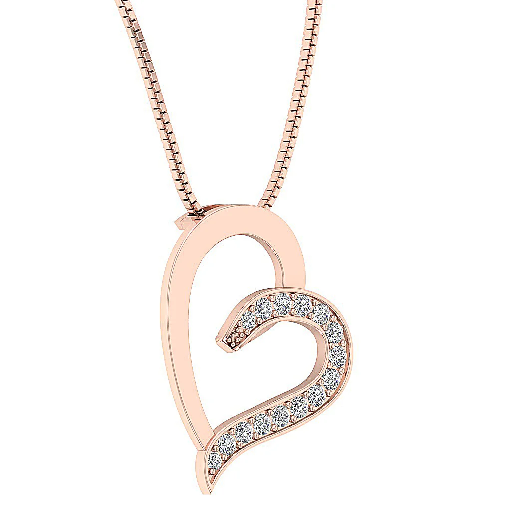 The Raiden White Gold Pave Set Round Cut Diamond Heart Pendant For Women - Image 6
