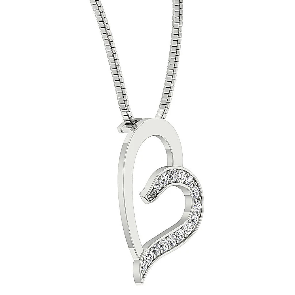 The Raiden White Gold Pave Set Round Cut Diamond Heart Pendant For Women - Image 7