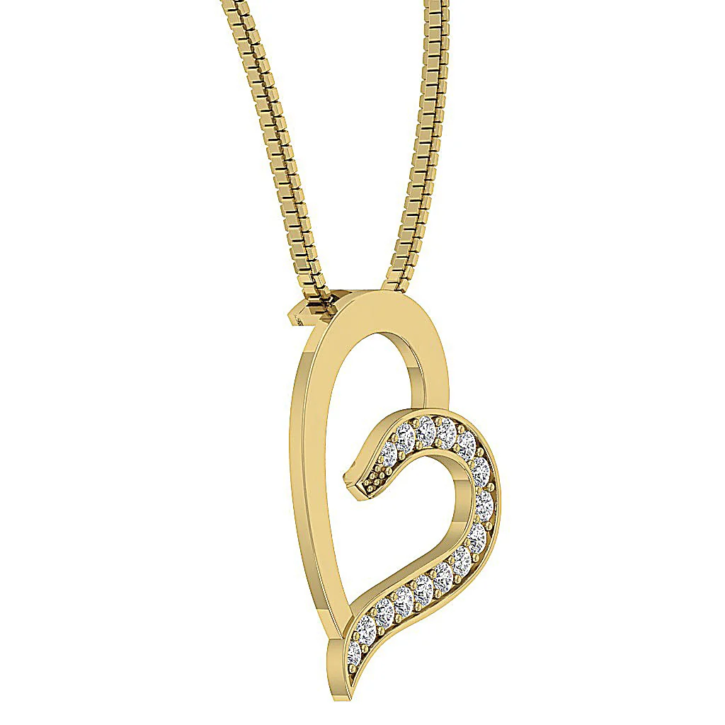 The Raiden White Gold Pave Set Round Cut Diamond Heart Pendant For Women - Image 8