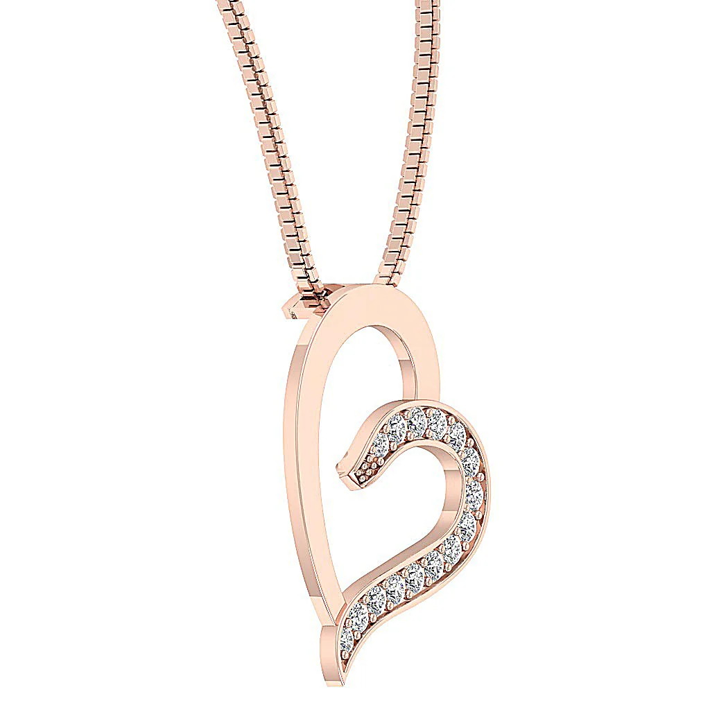 The Raiden White Gold Pave Set Round Cut Diamond Heart Pendant For Women - Image 9