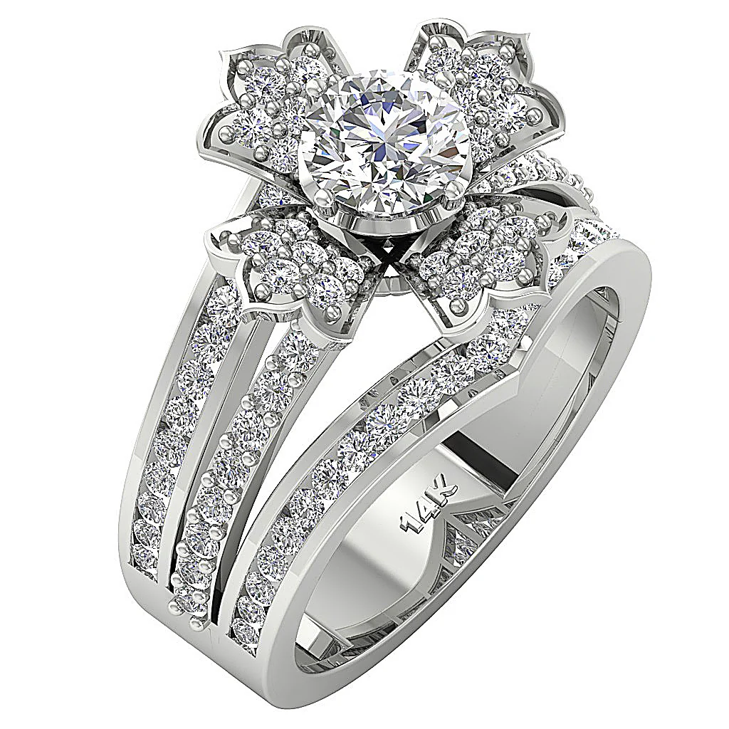 The Randy Sparkly Round Cut Solitaire Diamond 14K Solid Gold Engagement Wedding Ring Band - Image 2