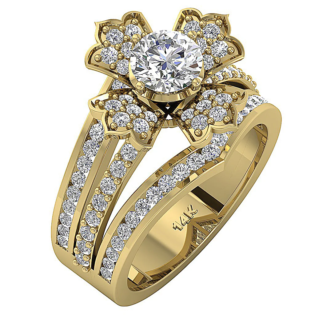 The Randy Sparkly Round Cut Solitaire Diamond 14K Solid Gold Engagement Wedding Ring Band - Image 3