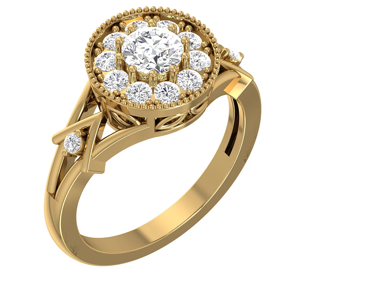 The Raphael Genuine Diamond 14k Yellow Gold Halo Solitaire Anniversary Ring For Her - Image 11