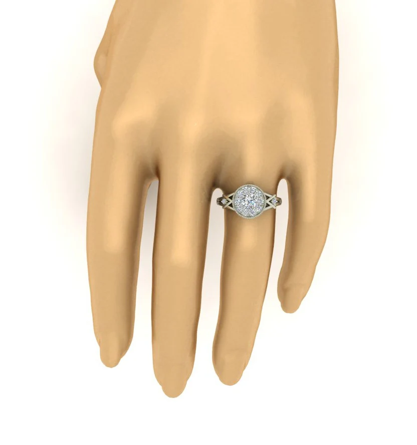 The Raphael Genuine Diamond 14k Yellow Gold Halo Solitaire Anniversary Ring For Her - Image 8