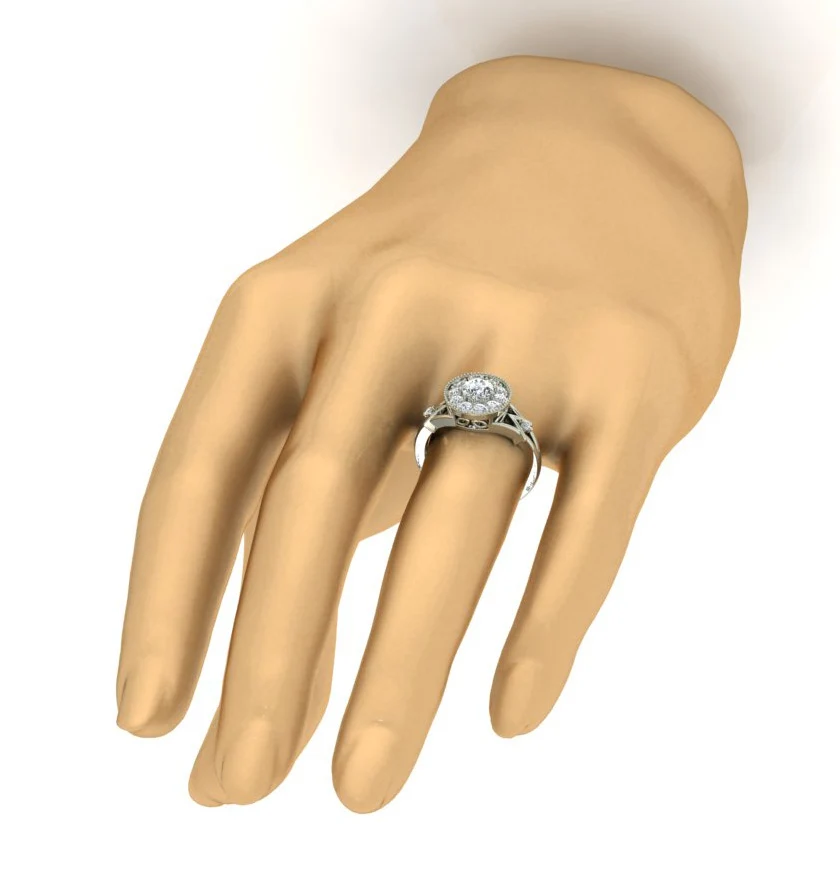 The Raphael Genuine Diamond 14k Yellow Gold Halo Solitaire Anniversary Ring For Her - Image 9