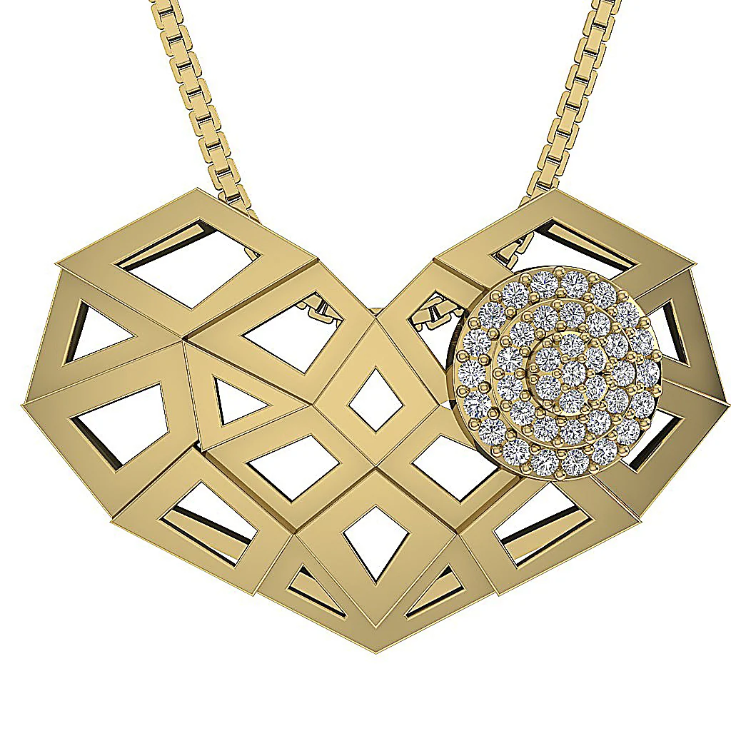 The Rebecca Unique Heart Pendant Round Brilliant Cut Diamond 14K White Gold - Image 2